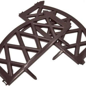 Garden palisade 300 cm | 6 pieces 50 x 30 cm | decorative fence in brown