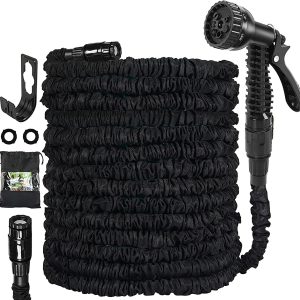 Garden Hose 15m, 50 FT Hose Pipes with 7 Modes Water Spray Gun