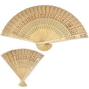 Wooden Bamboo Hand Folding Held Fan Leaf